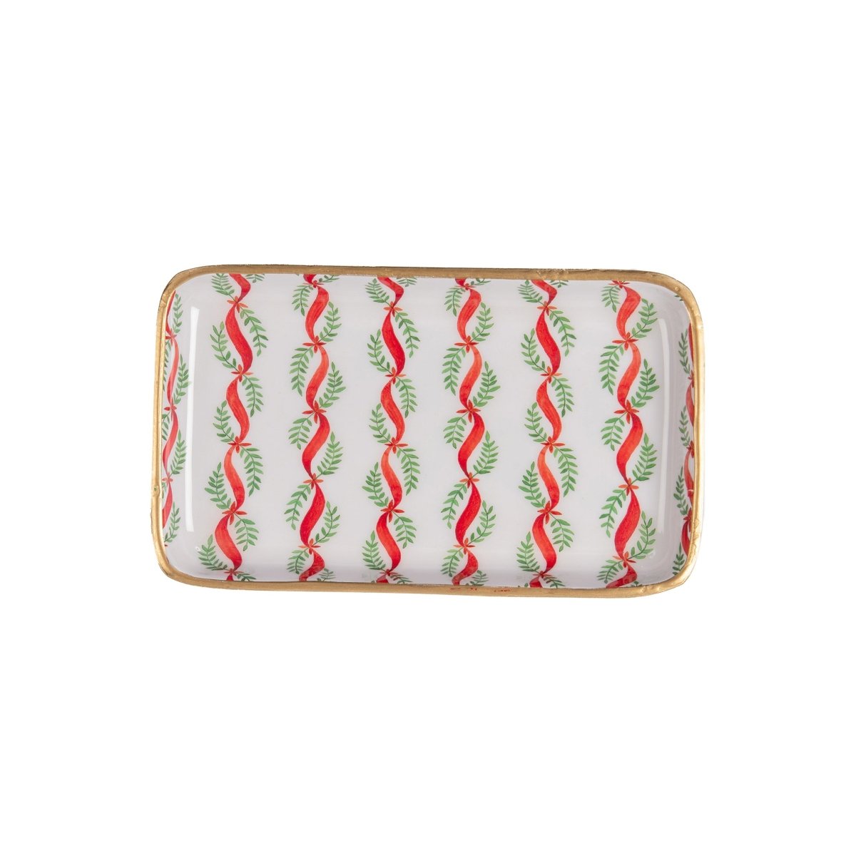 Garland Twist Red and Green Enameled Set of 2 Rectangle Vanity Trays, Catch All Trays - Rowan Decorative Trays - Decorative Trays from Jaye's Studio