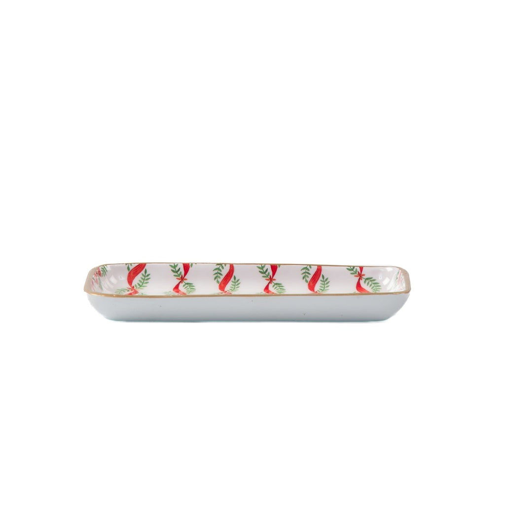 Garland Twist Red and Green Enameled Set of 2 Rectangle Vanity Trays, Catch All Trays - Rowan Decorative Trays - Decorative Trays from Jaye's Studio