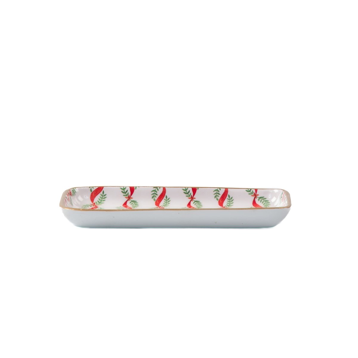 Garland Twist Red and Green Enameled Set of 2 Rectangle Vanity Trays, Catch All Trays - Rowan Decorative Trays - Decorative Trays from Jaye's Studio