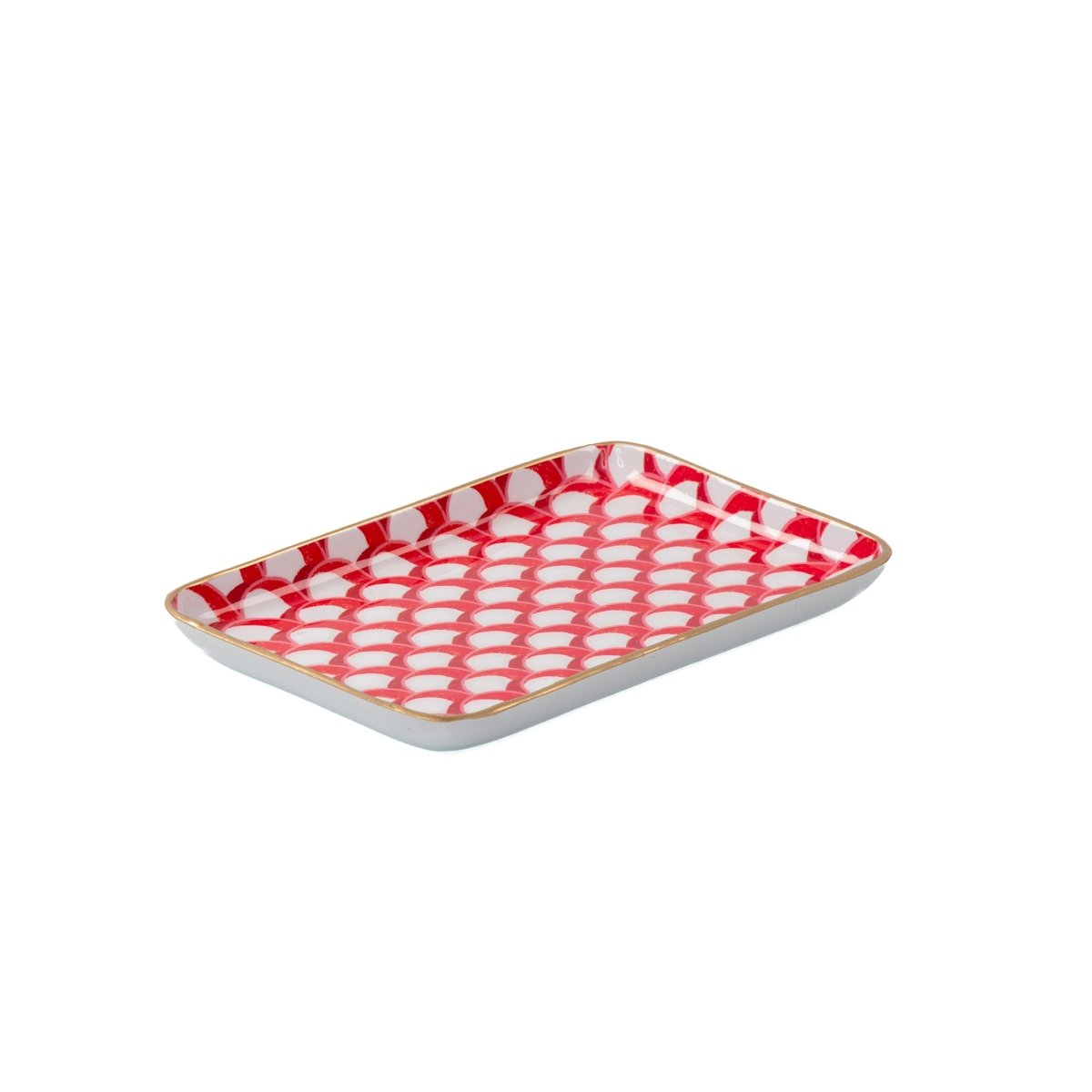 Garland Twist Red and Green Enameled Set of 2 Rectangle Vanity Trays, Catch All Trays - Rowan Decorative Trays - Decorative Trays from Jaye's Studio