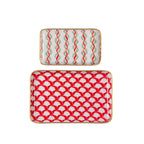 Garland Twist Red and Green Enameled Set of 2 Rectangle Vanity Trays, Catch All Trays - Rowan Decorative Trays - Decorative Trays from Jaye's Studio