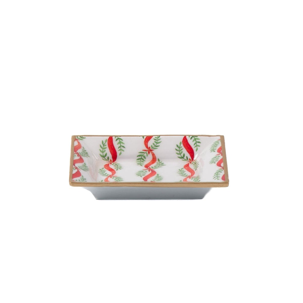 Garland Twist Red and Green Rectangle Catch All Tray, Jewelry Tray for Bathroom, Vanity - Decorative Landry Tray - Trinket Trays from Jaye's Studio
