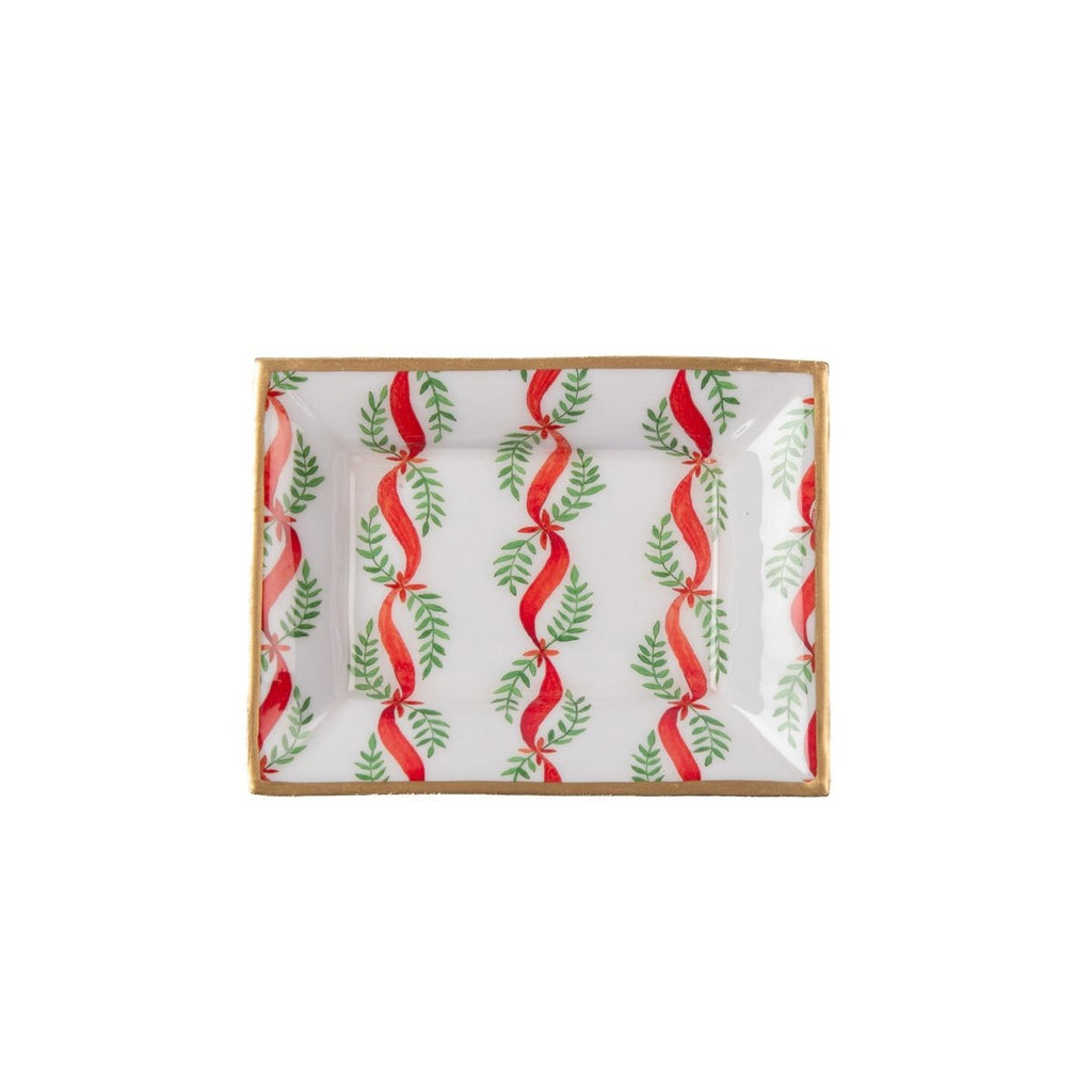 Garland Twist Red and Green Rectangle Catch All Tray, Jewelry Tray for Bathroom, Vanity - Decorative Landry Tray - Trinket Trays from Jaye's Studio