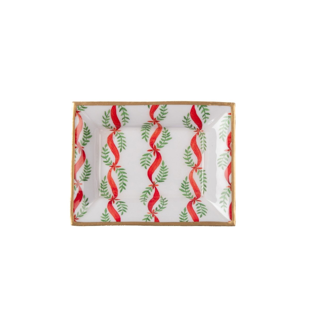 Garland Twist Red and Green Rectangle Catch All Tray, Jewelry Tray for Bathroom, Vanity - Decorative Landry Tray - Trinket Trays from Jaye's Studio