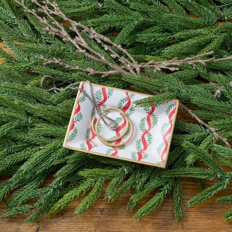 Garland Twist Red and Green Rectangle Catch All Tray, Jewelry Tray for Bathroom, Vanity - Decorative Landry Tray - Trinket Trays from Jaye's Studio