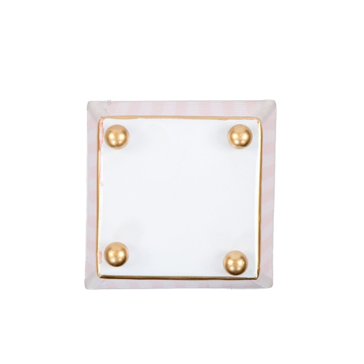 Gingham Enameled Coral Square Metal Cachepot Planter for Bedroom, Home Office, Kitchen, Living Room - Cachepots from Jaye's Studio