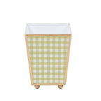 Gingham Enameled Hearts of Palm Square Metal Cachepot Planter for Bedroom, Home Office, Kitchen, Living Room - Cachepots from Jaye's Studio
