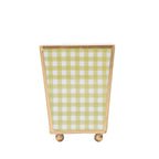 Gingham Enameled Hearts of Palm Square Metal Cachepot Planter for Bedroom, Home Office, Kitchen, Living Room - Cachepots from Jaye's Studio