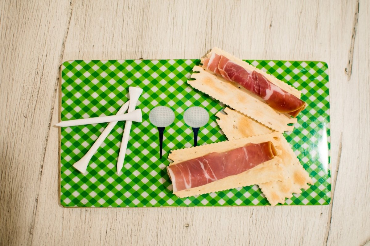 Golf Tea Time Enameled Green Charcuterie Board, Wooden Cutting Board, Barware, Chopping Board for Serving and Food Prep - Tee Time - Charcuterie Board from Jaye's Studio