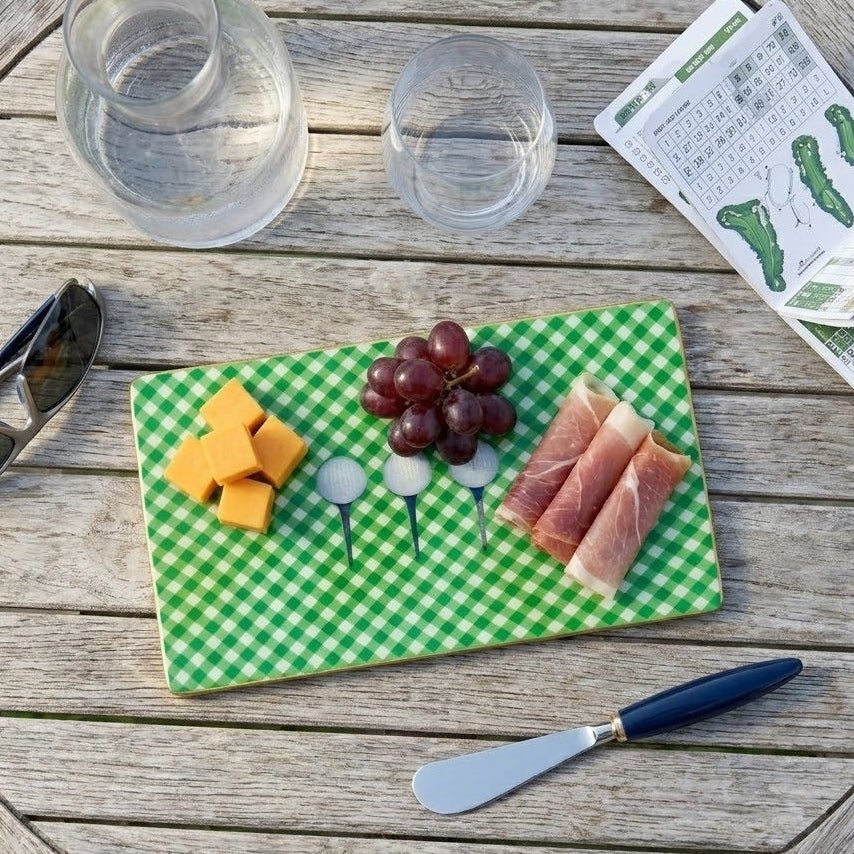 Golf Tea Time Enameled Green Charcuterie Board, Wooden Cutting Board, Barware, Chopping Board for Serving and Food Prep - Tee Time - Cutting Board from Jaye's Studio