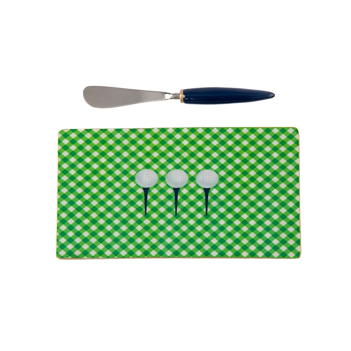 Golf Tea Time Enameled Green Charcuterie Board, Wooden Cutting Board, Barware, Chopping Board for Serving and Food Prep - Tee Time - Charcuterie Board from Jaye's Studio