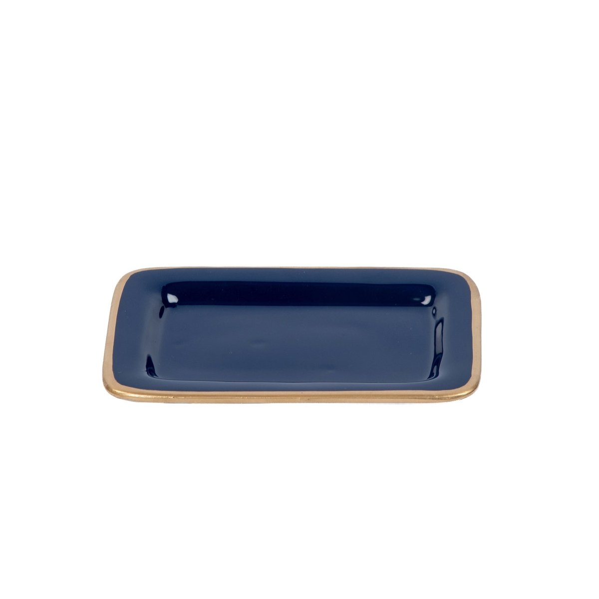Gracie Blue / Indigo Blue Enameled Rectangle Soap Dish, Catch All Tray, Jewelry Tray for Bathroom, Vanity, Sink - Decorative Laney Tray - from Jaye's Studio