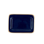 Gracie Blue / Indigo Blue Enameled Rectangle Soap Dish, Catch All Tray, Jewelry Tray for Bathroom, Vanity, Sink - Decorative Laney Tray - from Jaye's Studio