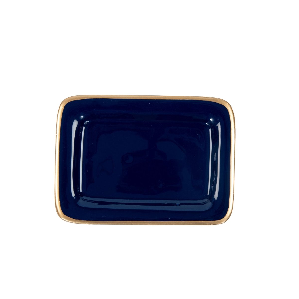 Gracie Blue / Indigo Blue Enameled Rectangle Soap Dish, Catch All Tray, Jewelry Tray for Bathroom, Vanity, Sink - Decorative Laney Tray - from Jaye's Studio