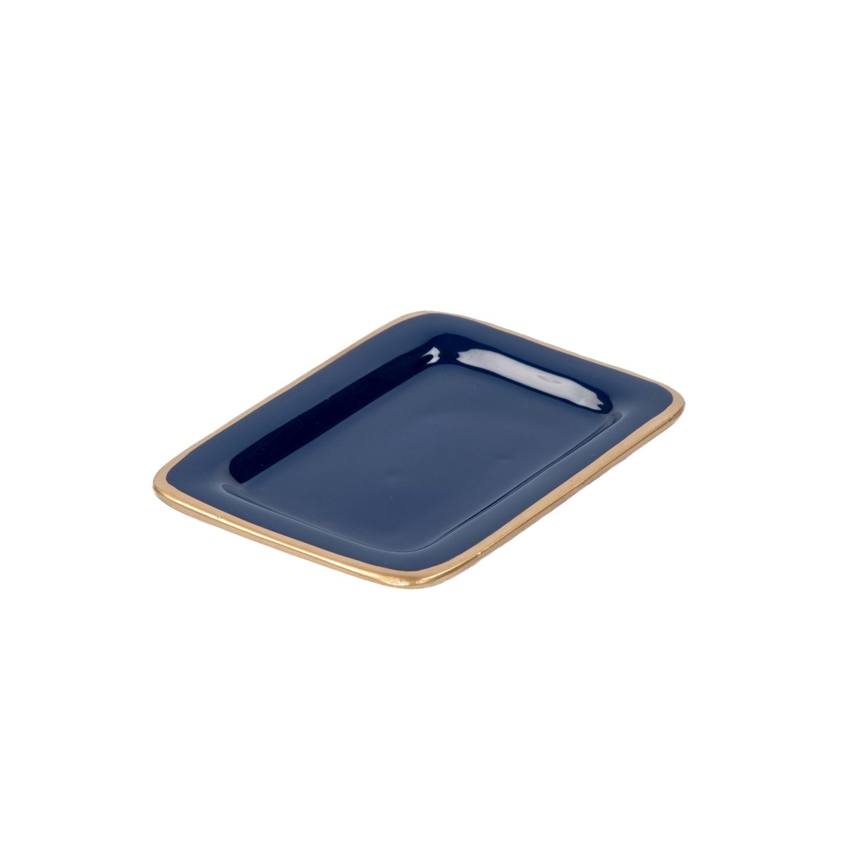 Gracie Blue / Indigo Blue Enameled Rectangle Soap Dish, Catch All Tray, Jewelry Tray for Bathroom, Vanity, Sink - Decorative Laney Tray - from Jaye's Studio