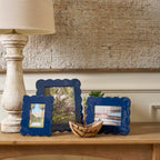 Gracie Blue / Indigo Blue Scalloped Rectangular Metal Photo Frame, Picture Frame for Home, Bedroom, Home Office - Photo & Picture Frames from Jaye's Studio