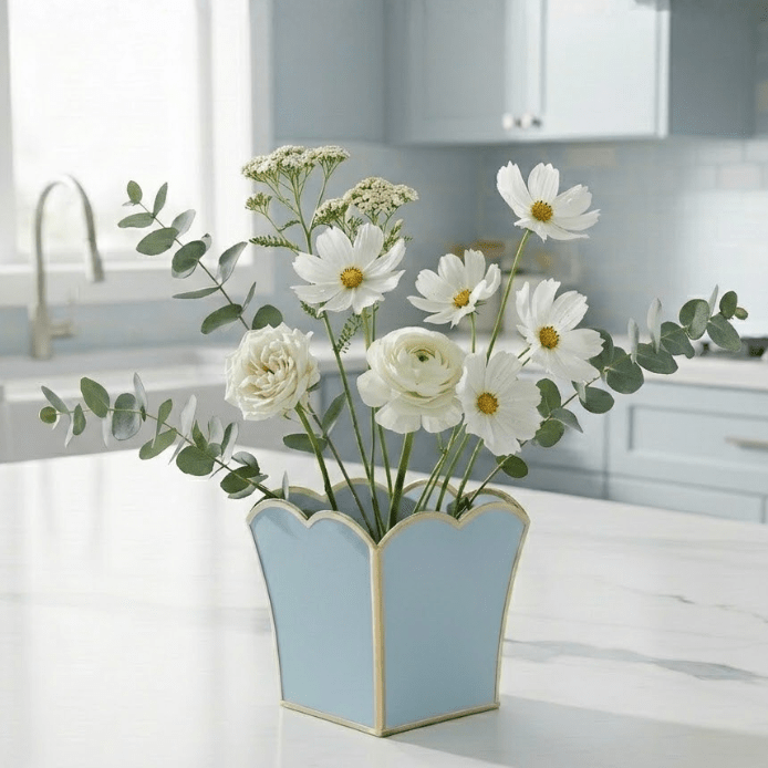 Gracie Blue / Light Blue Square Metal Cachepot For Bedroom, Office, Kitchen, Living Room - Gracie Scarlett Collection - Cachepots from Jaye's Studio