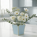 Gracie Blue / Light Blue Square Metal Cachepot For Bedroom, Office, Kitchen, Living Room - Gracie Scarlett Collection - Cachepots from Jaye's Studio