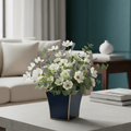 Gracie Blue Square Metal Cachepot For Bedroom, Office, Kitchen, Living Room - Gracie Scarlette Collection - Cachepots from Jaye's Studio