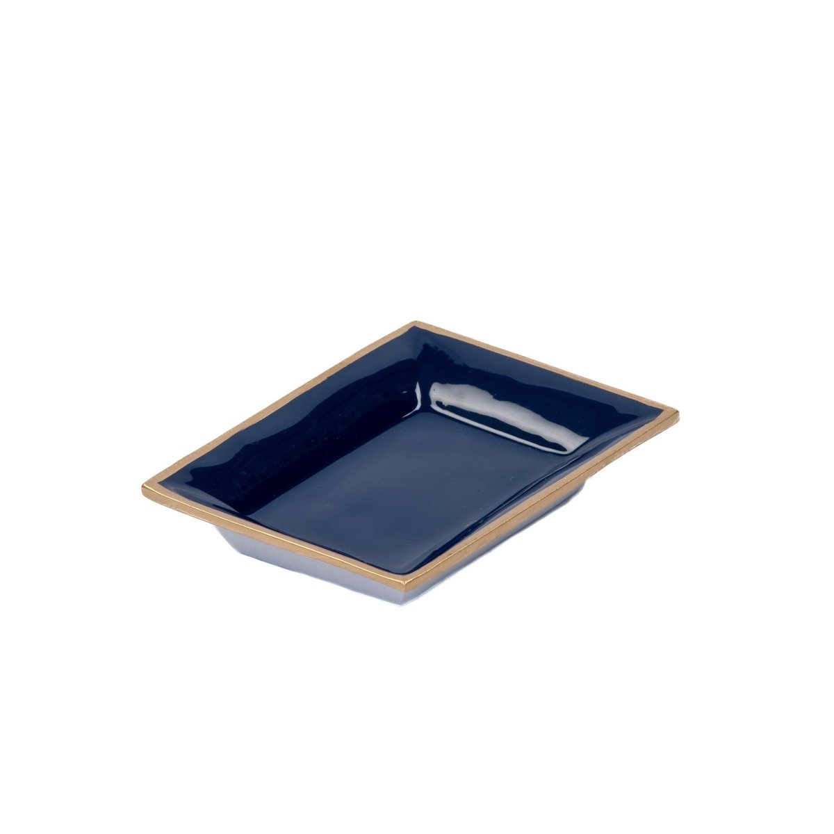 Gracie Enameled Blue / Indigo Blue Rectangle Catch All Tray, Jewelry Tray for Bathroom, Vanity - Decorative Landry Tray - from Jaye's Studio