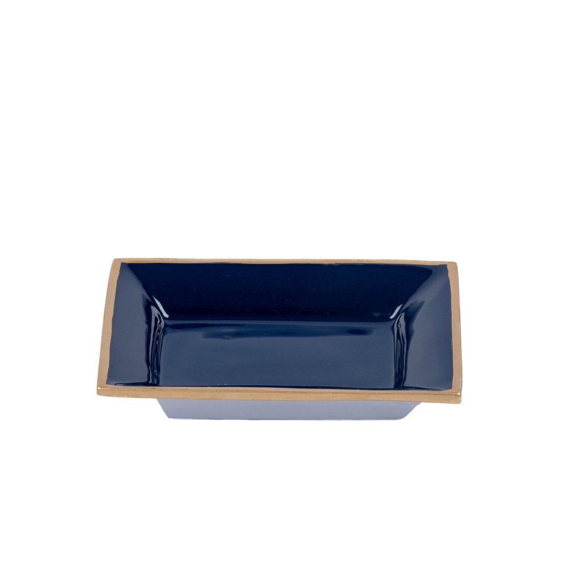 Gracie Enameled Blue / Indigo Blue Rectangle Catch All Tray, Jewelry Tray for Bathroom, Vanity - Decorative Landry Tray - from Jaye's Studio