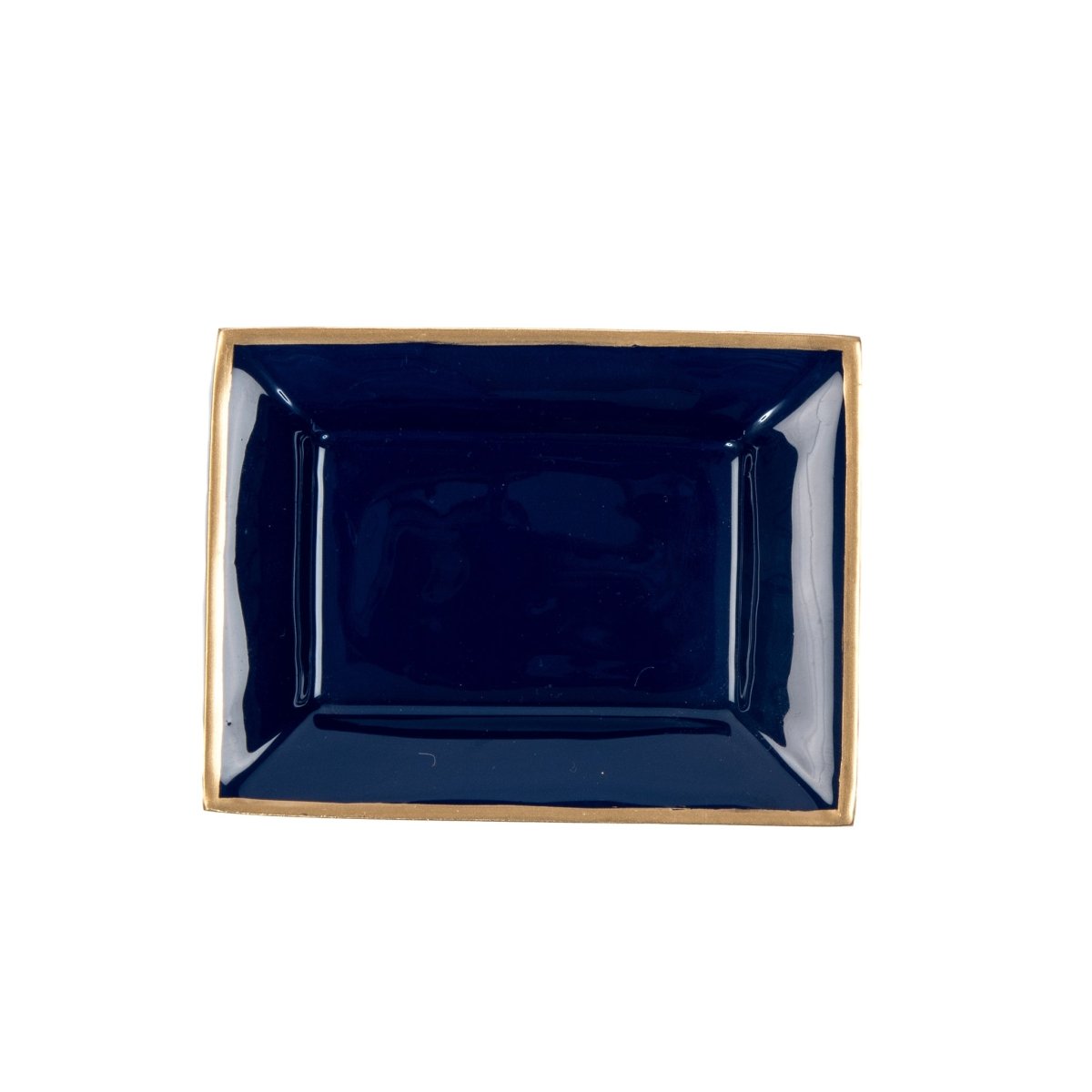 Gracie Enameled Blue / Indigo Blue Rectangle Catch All Tray, Jewelry Tray for Bathroom, Vanity - Decorative Landry Tray - from Jaye's Studio