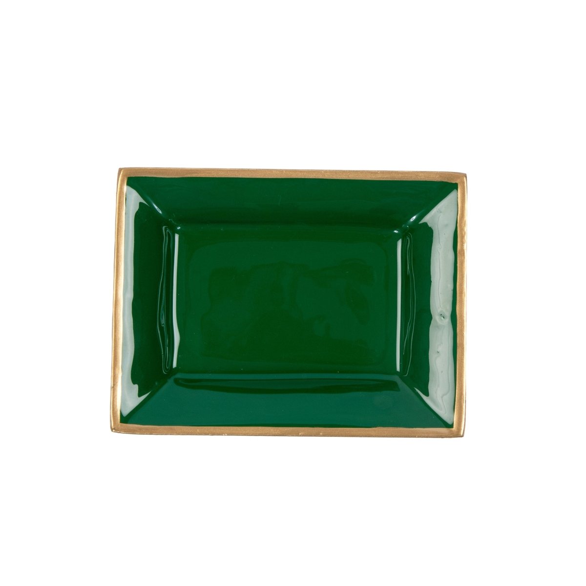 Gracie Enameled Green / Emerald Green Rectangle Catch All Tray, Jewelry Tray for Bathroom, Vanity - Decorative Landry Tray - from Jaye's Studio