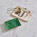 Gracie Enameled Green / Emerald Green Rectangle Catch All Tray, Jewelry Tray for Bathroom, Vanity - Decorative Landry Tray - from Jaye's Studio
