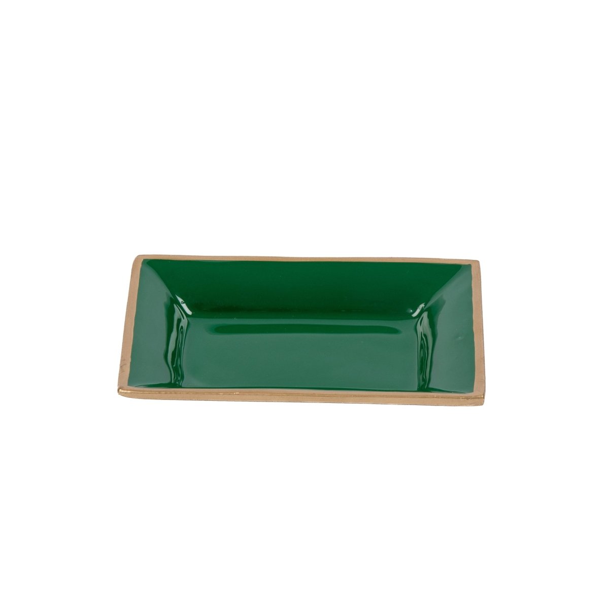 Gracie Enameled Green / Emerald Green Rectangle Catch All Tray, Jewelry Tray for Bathroom, Vanity - Decorative Landry Tray - from Jaye's Studio
