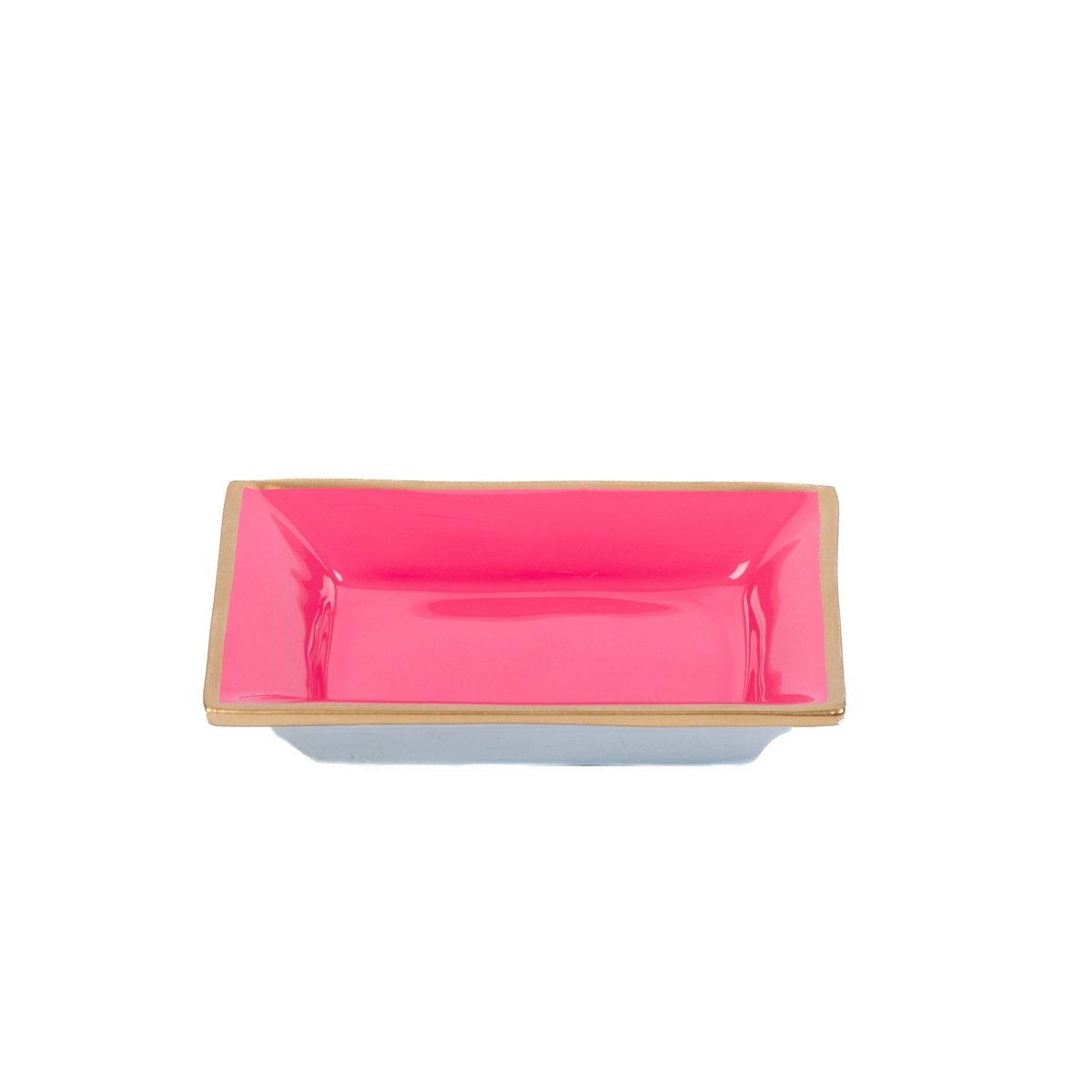 Gracie Enameled Pink Rectangle Catch All Tray, Jewelry Tray for Bathroom, Vanity - Decorative Landry Tray - from Jaye's Studio
