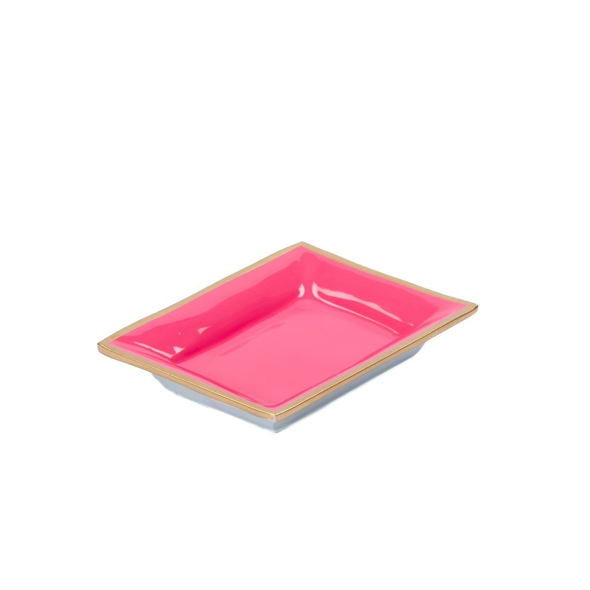 Gracie Enameled Pink Rectangle Catch All Tray, Jewelry Tray for Bathroom, Vanity - Decorative Landry Tray - from Jaye's Studio