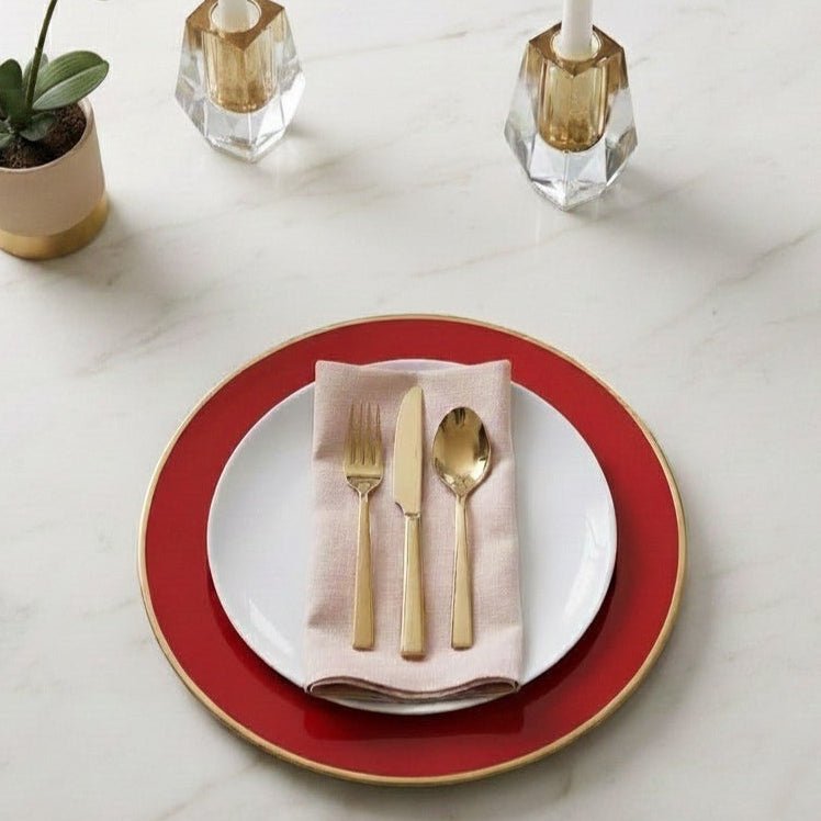 Gracie Enameled Red Charger Plate for Dinnerware, Place setting (4 pack) - Decorative Plates from Jaye's Studio
