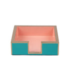 Gracie Enameled Turquoise and Blush Square Wooden Cocktail Napkin Tray for Barware, Serving, Entertaining - Amelia Decorative Tray - Serving Trays from Jaye's Studio