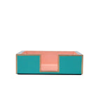 Gracie Enameled Turquoise and Blush Square Wooden Cocktail Napkin Tray for Barware, Serving, Entertaining - Amelia Decorative Tray - Serving Trays from Jaye's Studio