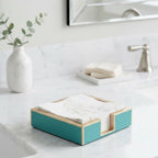 Gracie Enameled Turquoise and Blush Square Wooden Cocktail Napkin Tray for Barware, Serving, Entertaining - Amelia Decorative Tray - Serving Trays from Jaye's Studio