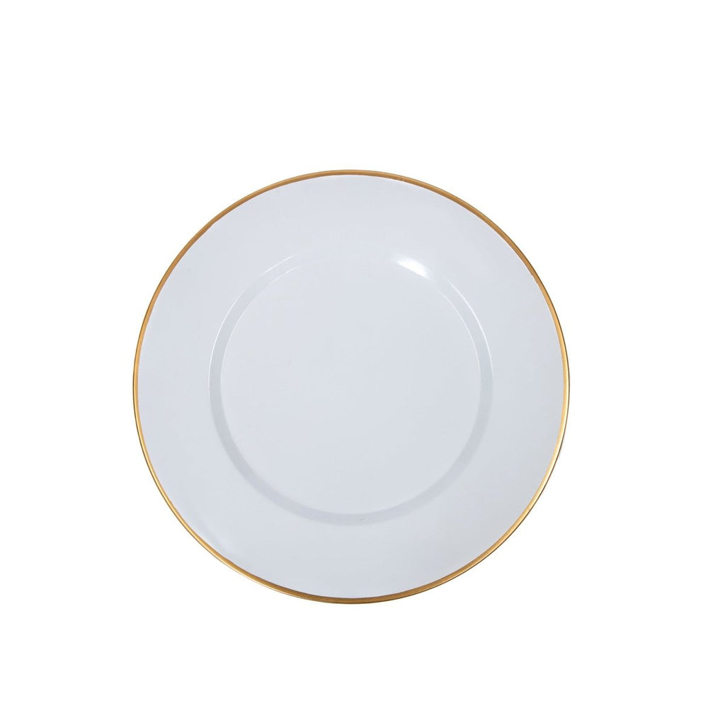 Gracie Enameled White Charger Plate for Dinnerware, Place setting (4 pack) - Decorative Plates from Jaye's Studio