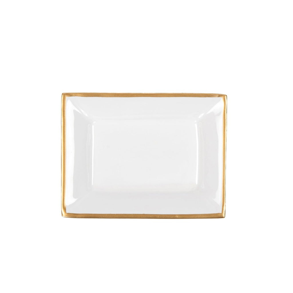 Gracie Enameled White Rectangle Catch All Tray, Jewelry Tray for Bathroom, Vanity - Decorative Landry Tray - from Jaye's Studio