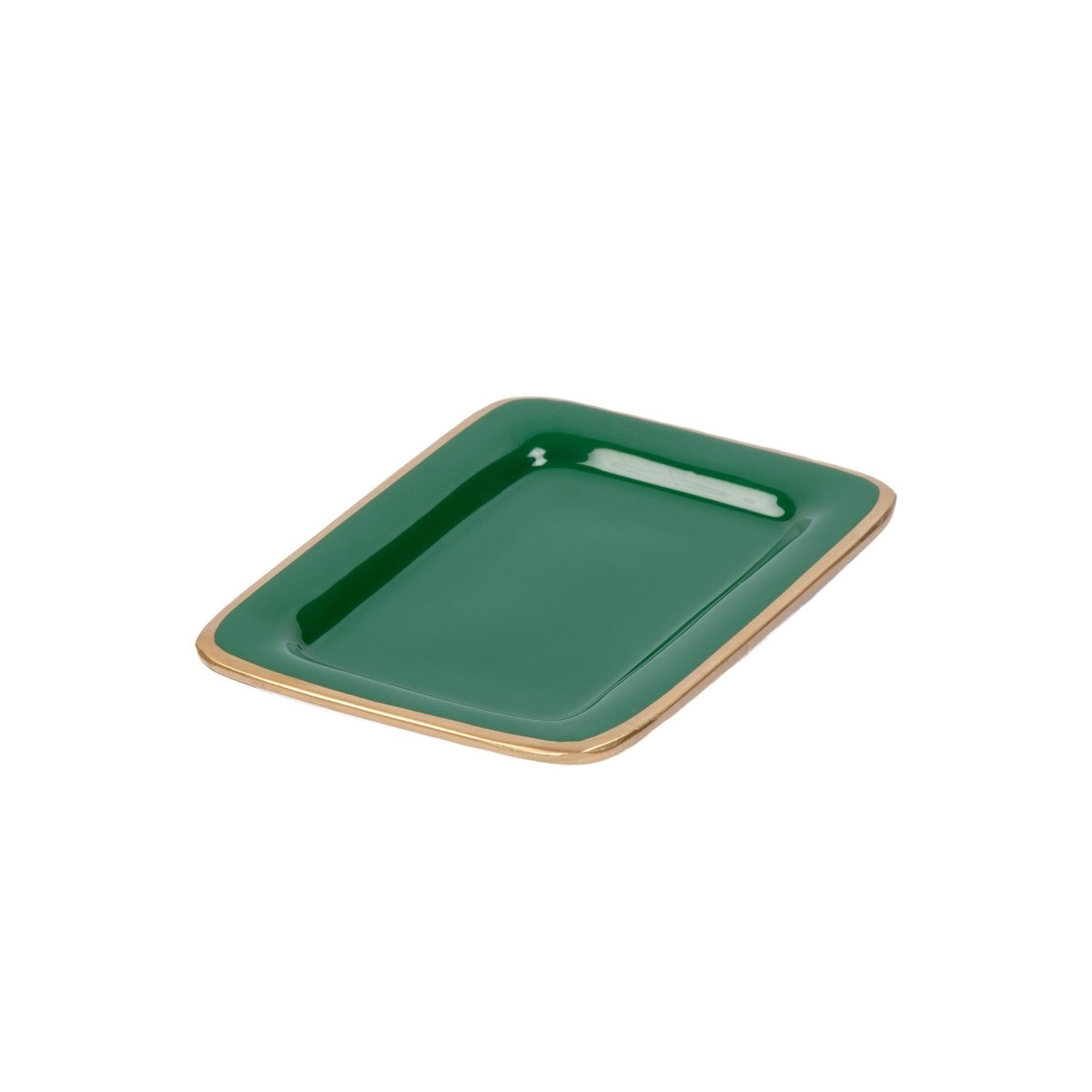 Gracie Green / Emerald Green Enameled Rectangle Soap Dish, Catch All Tray, Jewelry Tray for Bathroom, Vanity, Sink - Decorative Laney Tray - from Jaye's Studio