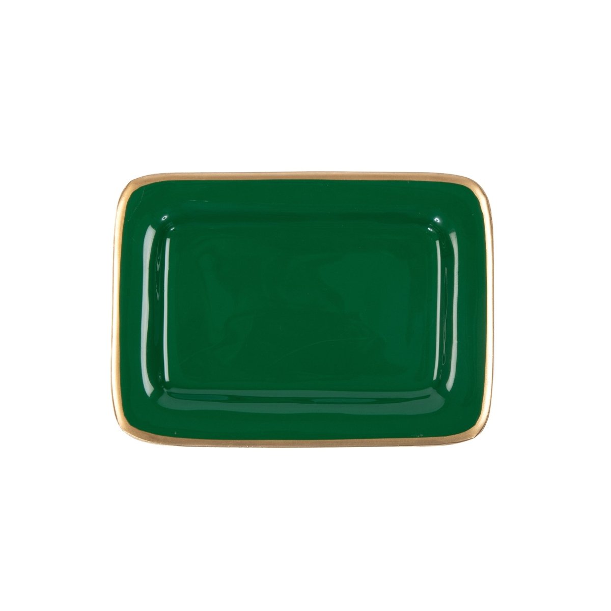 Gracie Green / Emerald Green Enameled Rectangle Soap Dish, Catch All Tray, Jewelry Tray for Bathroom, Vanity, Sink - Decorative Laney Tray - from Jaye's Studio
