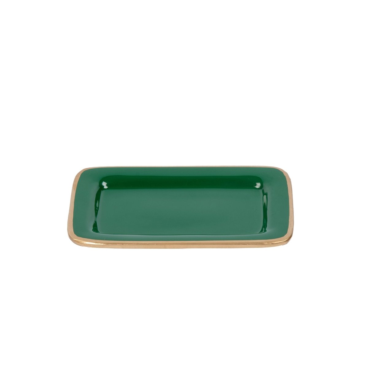 Gracie Green / Emerald Green Enameled Rectangle Soap Dish, Catch All Tray, Jewelry Tray for Bathroom, Vanity, Sink - Decorative Laney Tray - from Jaye's Studio