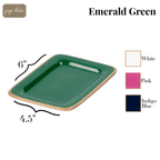 Gracie Green / Emerald Green Enameled Rectangle Soap Dish, Catch All Tray, Jewelry Tray for Bathroom, Vanity, Sink - Decorative Laney Tray - from Jaye's Studio