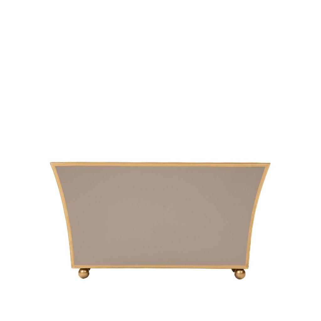 Gracie Light Brown Rectangular Fluted Metal Cachepot Planter for Entryway, Mantle, Home Office, Kitchen and Living Room - Cachepots from Jaye's Studio