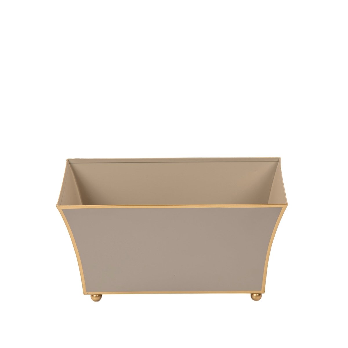 Gracie Light Brown Rectangular Fluted Metal Cachepot Planter for Entryway, Mantle, Home Office, Kitchen and Living Room - Cachepots from Jaye's Studio