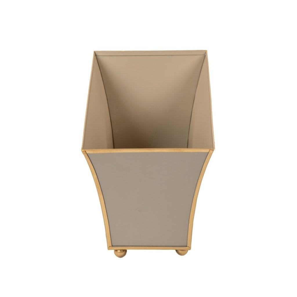 Gracie Light Brown Rectangular Fluted Metal Cachepot Planter for Entryway, Mantle, Home Office, Kitchen and Living Room - Cachepots from Jaye's Studio
