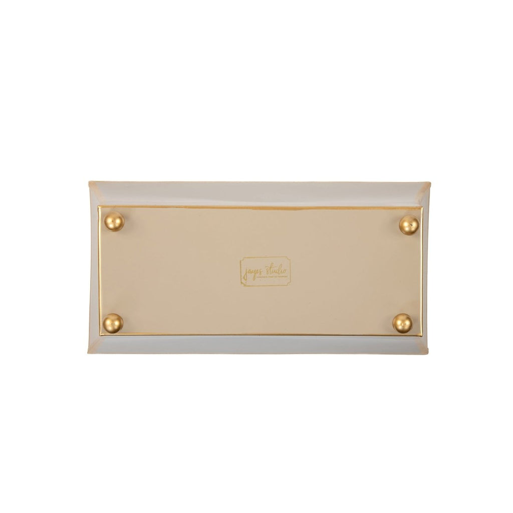 Gracie Light Brown Rectangular Fluted Metal Cachepot Planter for Entryway, Mantle, Home Office, Kitchen and Living Room - Cachepots from Jaye's Studio