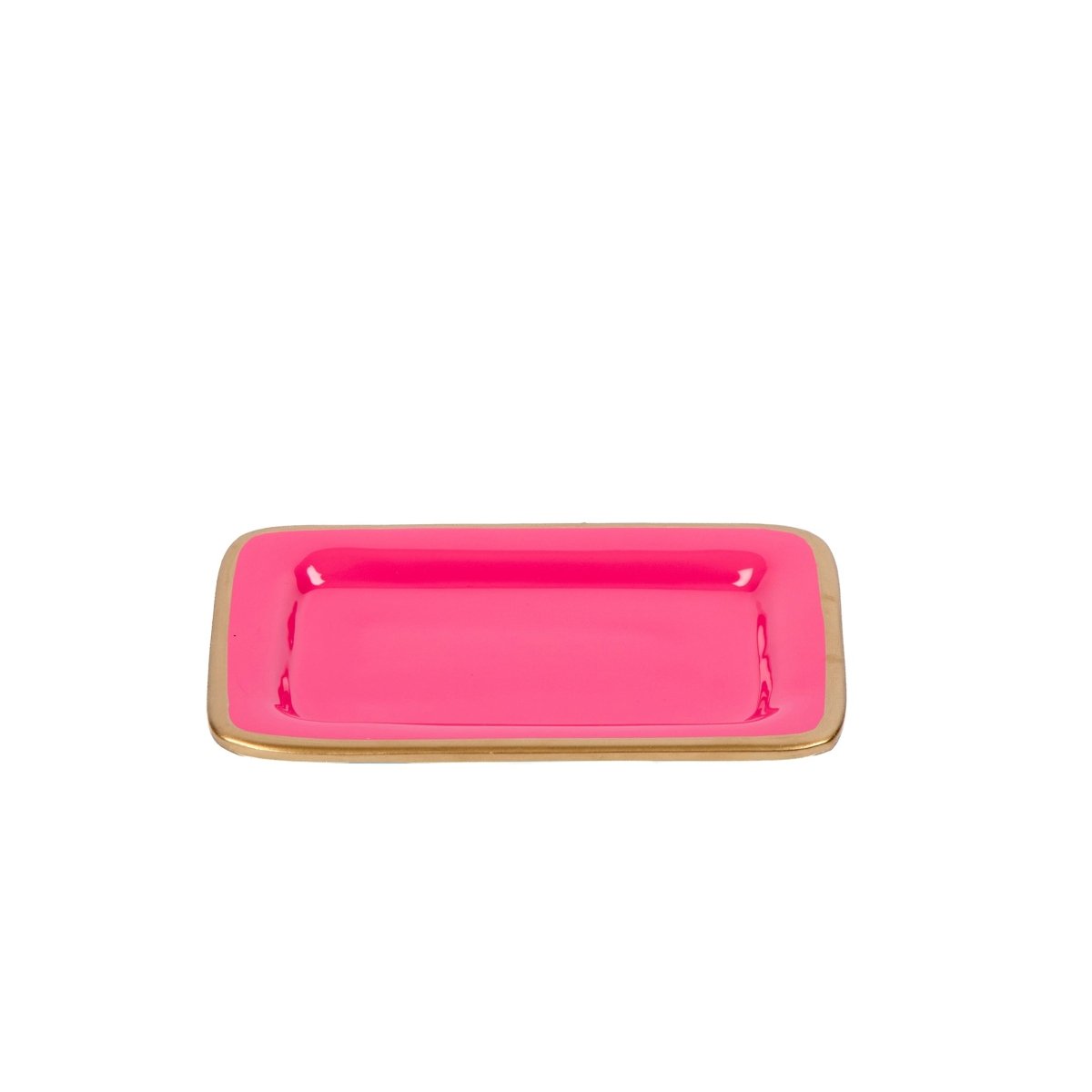 Gracie Pink Enameled Rectangle Soap Dish, Catch All Tray, Jewelry Tray for Bathroom, Vanity, Sink - Decorative Laney Tray - from Jaye's Studio