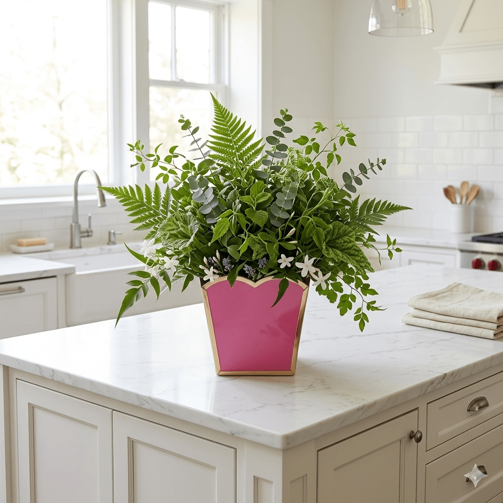 Gracie Pink Square Metal Cachepot For Bedroom, Office, Kitchen, Living Room - Gracie Scarlette Collection - Cachepots from Jaye's Studio