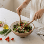 Gracie Salad Bowl - Mango Wood & White Enamel - from Jaye's Studio