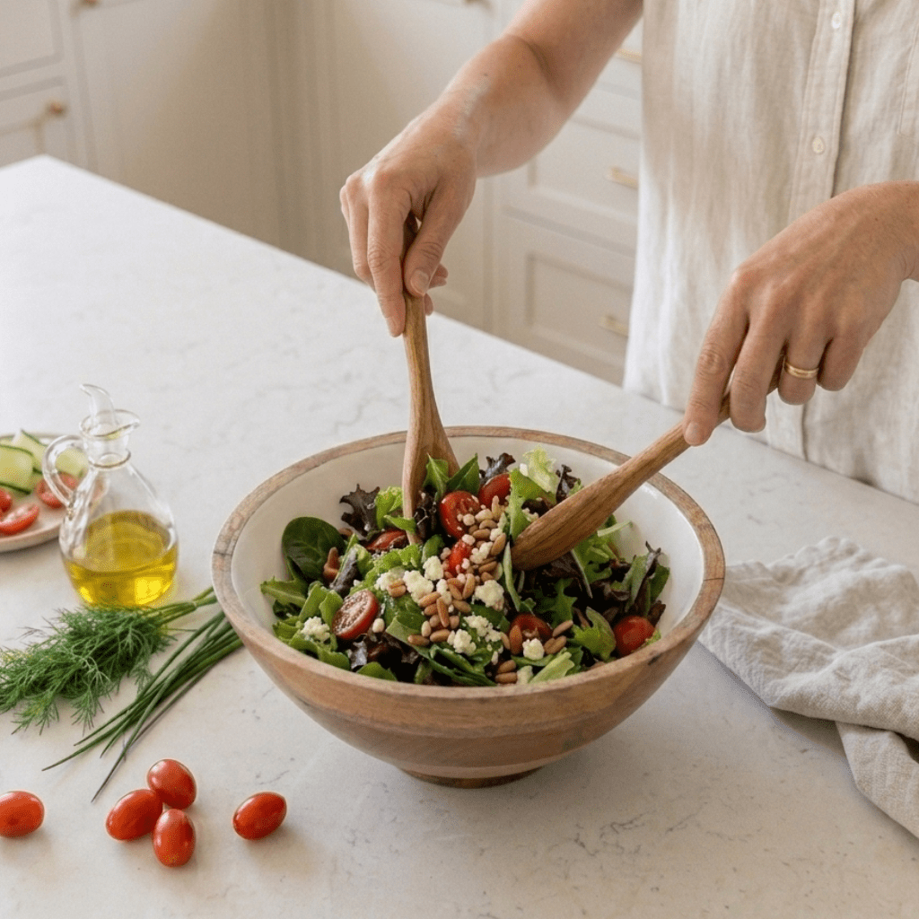 Gracie Salad Bowl - Mango Wood & White Enamel - from Jaye's Studio