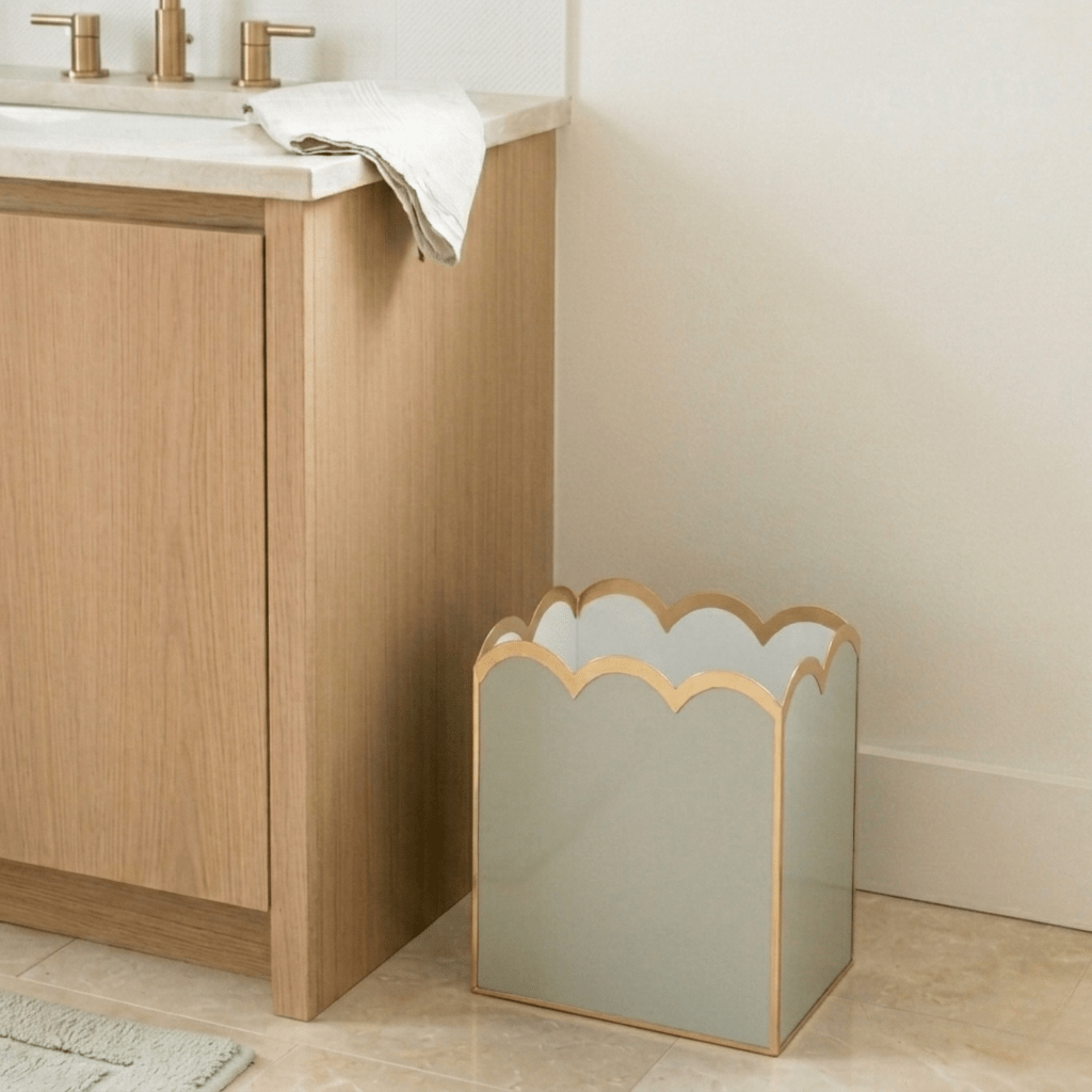 Gracie Scarlett Wastebasket - Sage Green & White - Avail 05/19 - Wastebaskets from Jaye's Studio